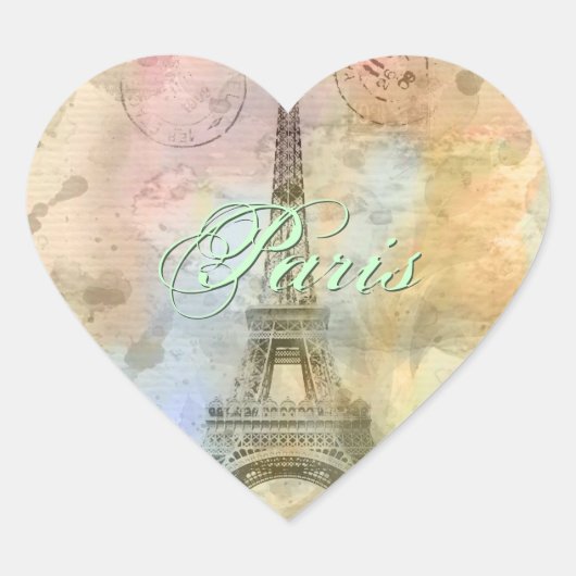 美しいトレンディーガーリーヴィンテージエッフェルタワーフランス ハートシール (正面)