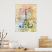 美しいトレンディーガーリーヴィンテージエッフェルタワーフランス ポスター (キッチン)