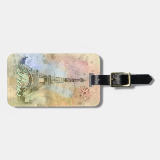 美しいトレンディーガーリーヴィンテージエッフェルタワーフランス ラゲッジタグ (正面横)