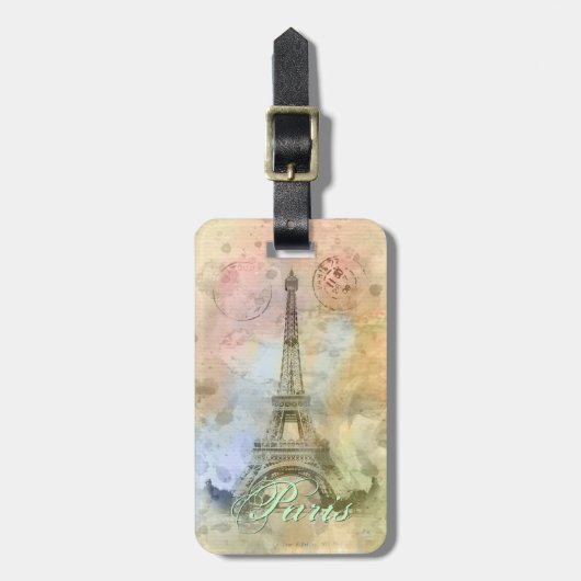 美しいトレンディーガーリーヴィンテージエッフェルタワーフランス ラゲッジタグ (正面縦)