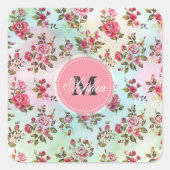 美しいトレンディーガーリーヴィンテージモノグラムバラ スクエアシール (正面)