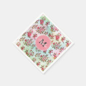 美しいトレンディーガーリーヴィンテージモノグラムバラ スタンダードカクテルナプキン (角)