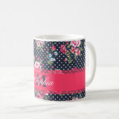 美しいトレンディーガーリーヴィンテージモノグラムフローラ コーヒーマグカップ (正面右)