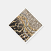 美しいトレンディーヒョウフェイクアニマルプリント スタンダードカクテルナプキン (角)