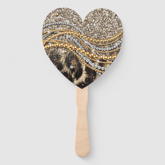 美しいトレンディーヒョウフェイクアニマルプリント ハンドファン (裏面)