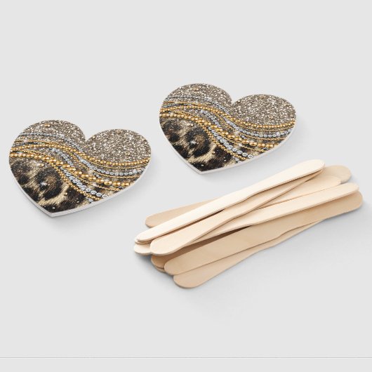 美しいトレンディーヒョウフェイクアニマルプリント ハンドファン (組立なし)