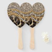 美しいトレンディーヒョウフェイクアニマルプリント ハンドファン (正面&裏面)