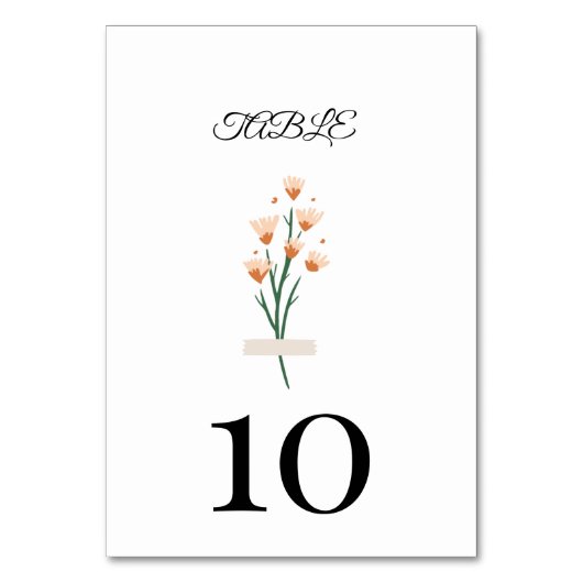 美しいトレンディーピンクウォーターカラーワイルドフラワー テーブルナンバー (正面)