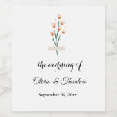 美しいトレンディーピンクウォーターカラーワイルドフラワー ワインラベル (シングルラベル)