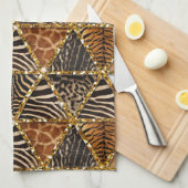 美しいトレンディーフェイク三角獣毛プリント キッチンタオル (四つ折り)
