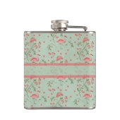 美しいトレンディーヴィンテージフローラとフラミンゴ鳥 フラスク (裏面)