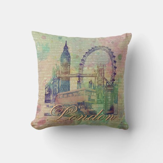 美しいトレンディーヴィンテージロンドンランドマークス クッション (正面)