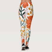 美しいトレーニング文字lかわいいフローラホワイトオレンジ レギンス (裏面)