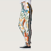 美しいトレーニング文字lかわいいフローラホワイトオレンジ レギンス (左)