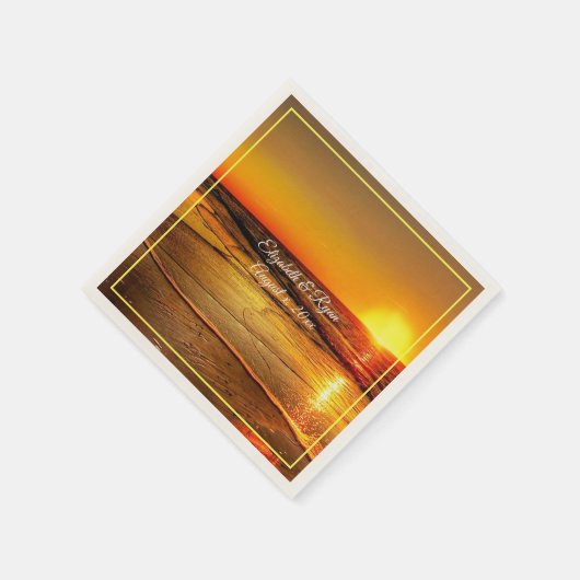 美しいトロピカルアイランドビーチウェディングカスタム スタンダードカクテルナプキン (角)