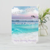 美しいトロピカルオーシャンのサンライズ・セーブ・ザ・デート 招待状 (スタンド正面)