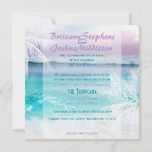 美しいトロピカルオーシャンの日の出 招待状 (裏面)