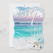 美しいトロピカルオーシャンサンライズRSVPウェディング 招待状 (正面)