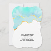 美しいトロピカルグリーンと縁ど金ゴールド感謝していユ サンキューカード (裏面)