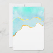 美しいトロピカルグリーンと金ゴールド縁ど誕生日 招待状 (裏面)