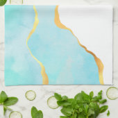 美しいトロピカルグリーンと金ゴールド縁ど キッチンタオル (折り畳み)