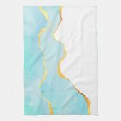 美しいトロピカルグリーンと金ゴールド縁ど キッチンタオル (縦)