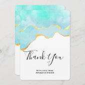 美しいトロピカルグリーンと金ゴールド縁ど サンキューカード (正面/裏面)