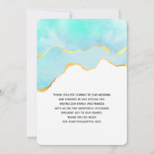 美しいトロピカルグリーンと金ゴールド縁ど サンキューカード (裏面)