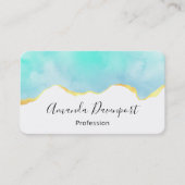 美しいトロピカルグリーンと金ゴールド縁ど 名刺 (正面)