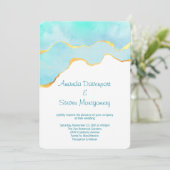 美しいトロピカルグリーン(金ゴールド縁ど結婚) 招待状 (スタンド正面)