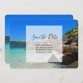 美しいトロピカルシー ロッキー海岸線 ウェディング セーブザデート (正面/裏面)