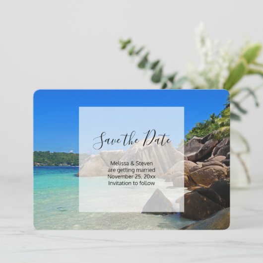美しいトロピカルシー ロッキー海岸線 ウェディング セーブザデート (スタンド正面)