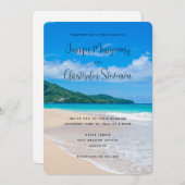 美しいトロピカルデスティネーションサンディビーチ結婚式 招待状 (正面/裏面)