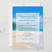 美しいトロピカルデスティネーションサンディビーチ結婚式 招待状 (正面)