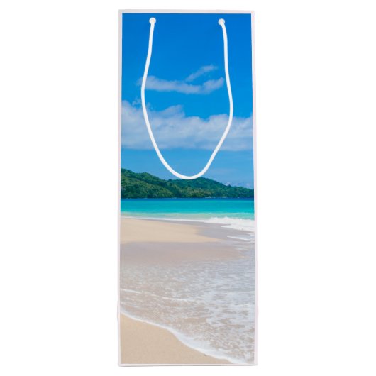 美しいトロピカルデスティネーション風光明媚なビーチ応援 ワインギフトバッグ (裏面)