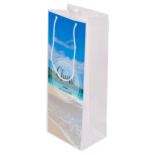 美しいトロピカルデスティネーション風光明媚なビーチ応援 ワインギフトバッグ (正面アングル)