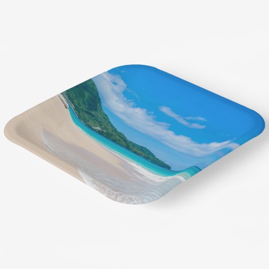 美しいトロピカルデスティネーション風光明媚なビーチ ペーパープレート (傾斜あり)