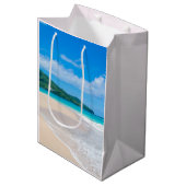 美しいトロピカルデスティネーション風光明媚なビーチ ミディアムペーパーバッグ (正面アングル)