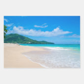 美しいトロピカルデスティネーション風光明媚なビーチ ラッピングペーパーシート (正面3)