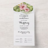 美しいトロピカルハイビスカスウェディング招待状 オールインワン招待状 (内側)