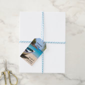 美しいトロピカルビーチとローボートサンキュー ギフトタグ (より糸付き)