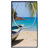 美しいトロピカルビーチとローボートサンキュー スモールペーパーバッグ (裏面)