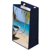 美しいトロピカルビーチとローボートサンキュー スモールペーパーバッグ (裏面アングル)