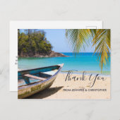 美しいトロピカルビーチとローボートサンキュー ポストカード (正面/裏面)