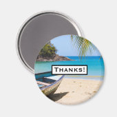 美しいトロピカルビーチとローボートサンキュー マグネット (正面/裏面)