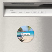 美しいトロピカルビーチとローボートサンキュー マグネット (インサイチュ (食洗機))