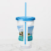 美しいトロピカルビーチのサンセット モノグラム アクリルタンブラー (右)