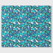 美しいトロピカルブルーモルホ蝶プリント ラッピングペーパー (フラット)