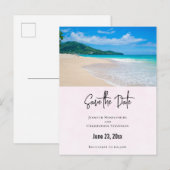 美しいトロピカルリゾートのビーチ セーブ・ザ・デート インビテーションポストカード (正面/裏面)