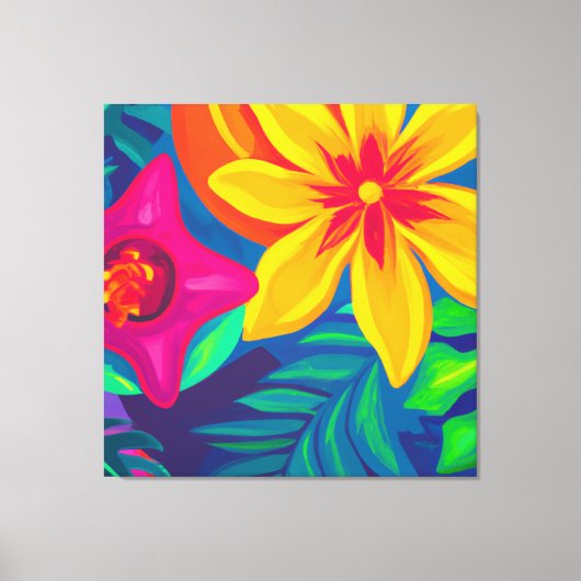 美しいトロピカル絵画フローラの芸術 キャンバスプリント (正面)